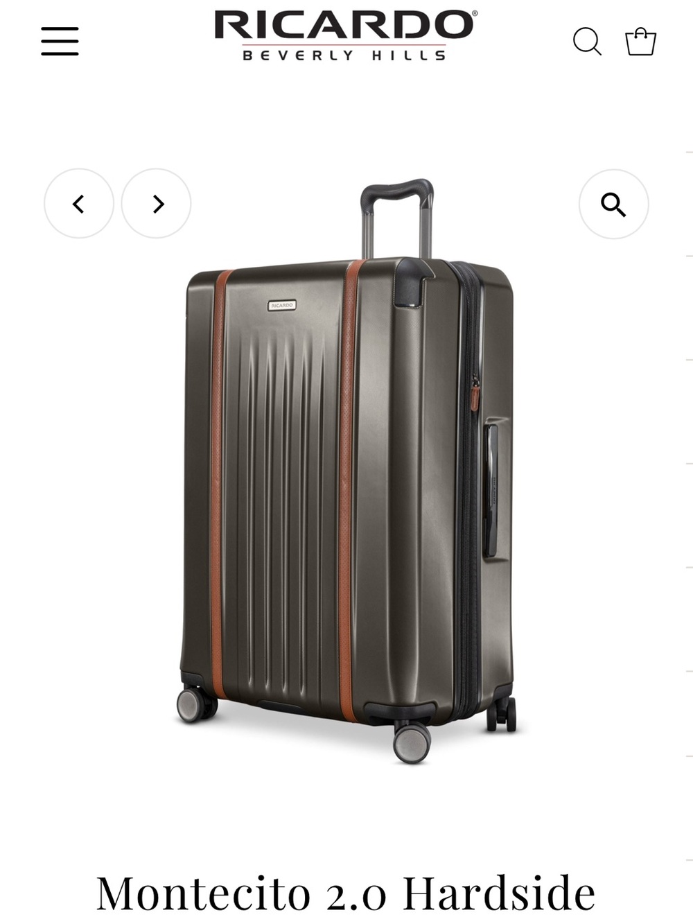 Ricardo Montecito 2.0 Hardside Spinner Luggage - Metallic Gray with Brown Trim